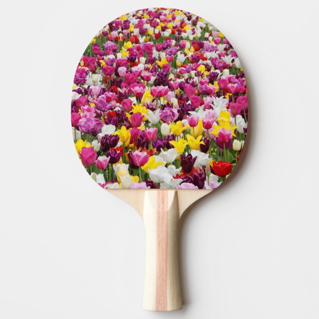 field full of tulips ping pong paddle (Front)