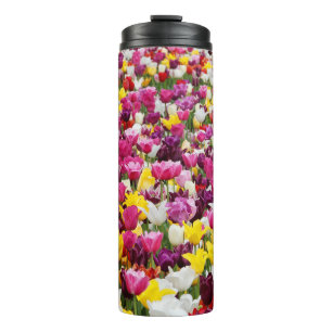 field full of tulips thermal tumbler