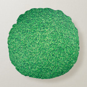 Field grass green lawn texture round cushion