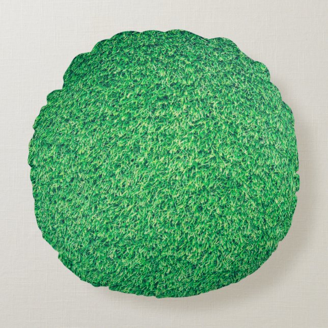 Field grass green lawn texture round cushion (Front)