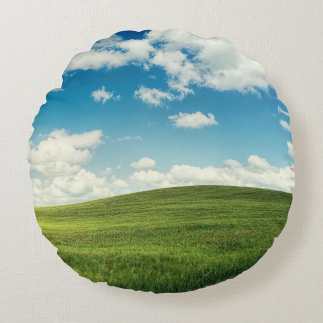 Field Grass Nature  Round Cushion (Front)