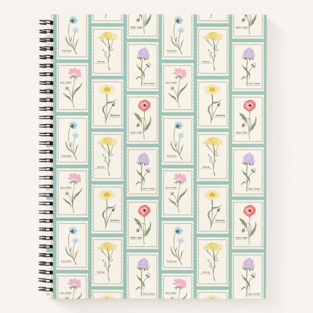 Field Guide Wildflower Stamp Collage Mist Notebook (Front)