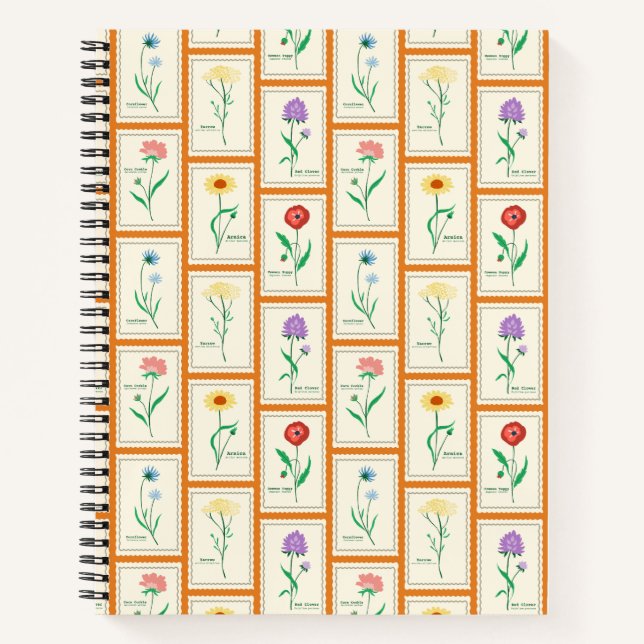 Field Guide Wildflower Stamp Collage Sunshine Notebook (Front)
