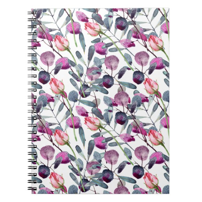 Field Herbs Rosebuds Watercolor Pattern Notebook (Front)