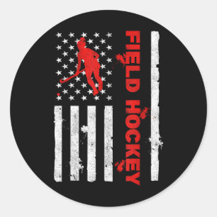 Field Hockey American Flag Defender Goalkeeper Sco Classic Round Sticker