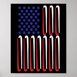 Field Hockey American Flag Field Hockey Player Us  Poster