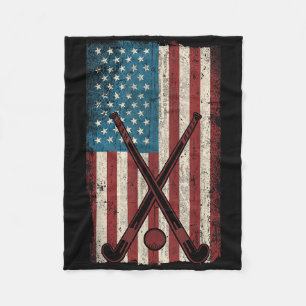 Field Hockey American Flag Vintage _1 Fleece Blanket