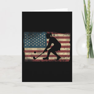 Field Hockey American Flag Vintage Card