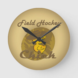 Field Hockey Chick #6 Round Clock