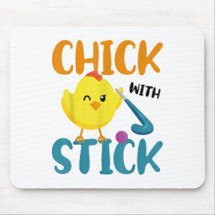 Field Hockey Chicken Chick With Stick _1 Mouse Pad