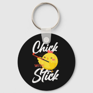 Field Hockey Chicken Chick With Stick _2 Key Ring