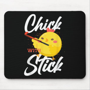 Field Hockey Chicken Chick With Stick _2 Mouse Pad