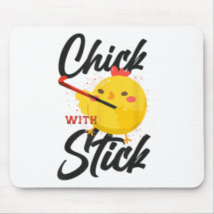 Field Hockey Chicken Chick With Stick _3 Mouse Pad