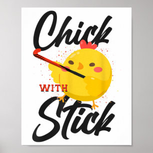 Field Hockey Chicken Chick With Stick _3  Poster