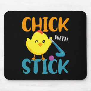 Field Hockey Chicken Chick With Stick Mouse Pad