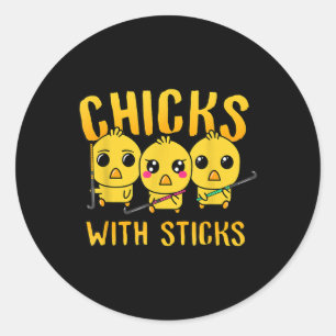 Field Hockey Chicks With Sticks Cute Field Hockey Classic Round Sticker