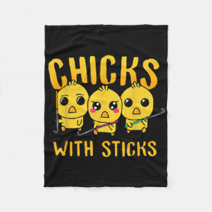 Field Hockey Chicks With Sticks Cute Field Hockey Fleece Blanket