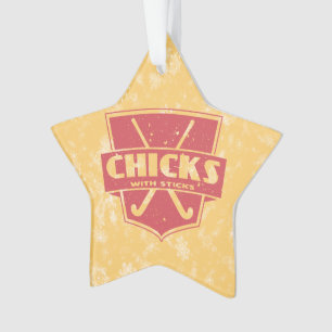 Field Hockey Chicks With Sticks Holiday Ornament