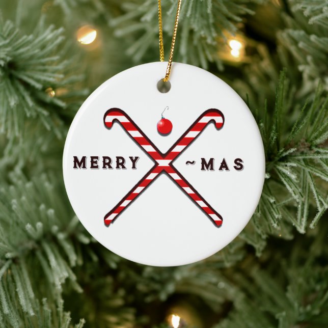 Field Hockey Christmas Ceramic Tree Decoration (Tree)
