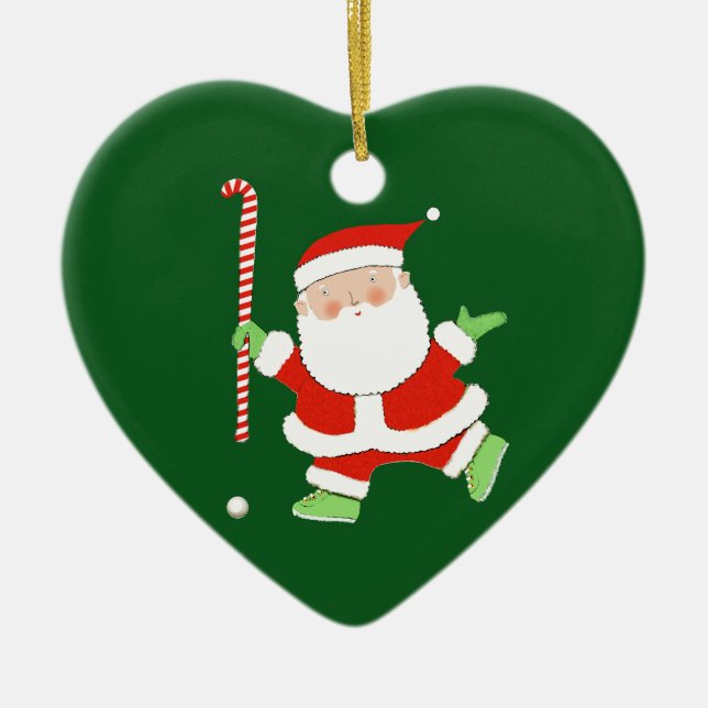 Field Hockey Christmas Collectable Ceramic Ornament (Front)