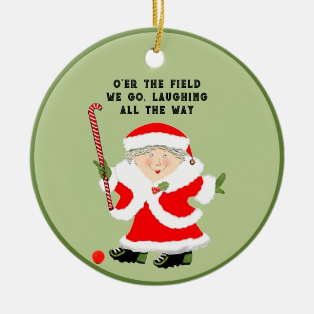 Field Hockey Christmas Collectable Ceramic Ornament (Front)