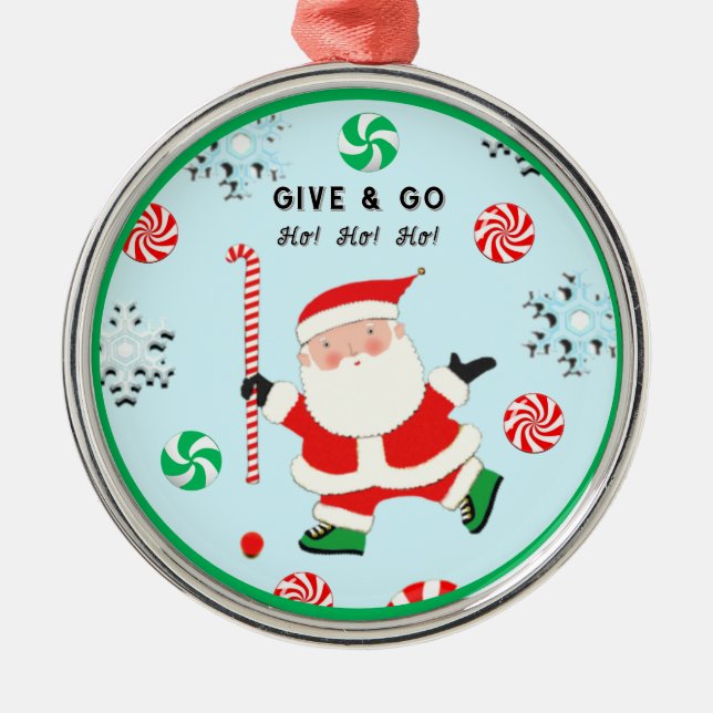Field Hockey Christmas Collectable Metal Ornament (Front)