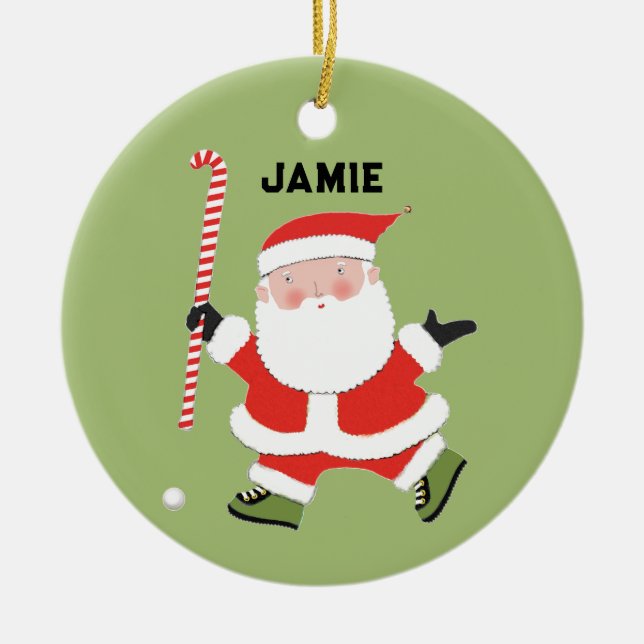 Field Hockey Christmas Collectible Ceramic Ornament (Front)