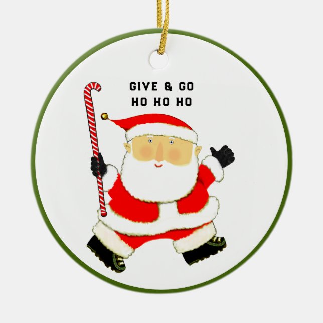 Field Hockey Christmas Collectible Ceramic Tree Decoration (Front)