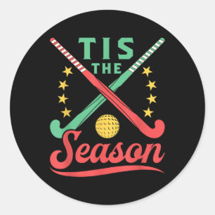 Field Hockey Christmas Tis The Season Cute Player Classic Round Sticker