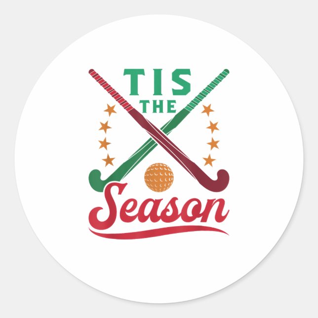 Field Hockey Christmas Tis The Season Player Holid Classic Round Sticker (Front)