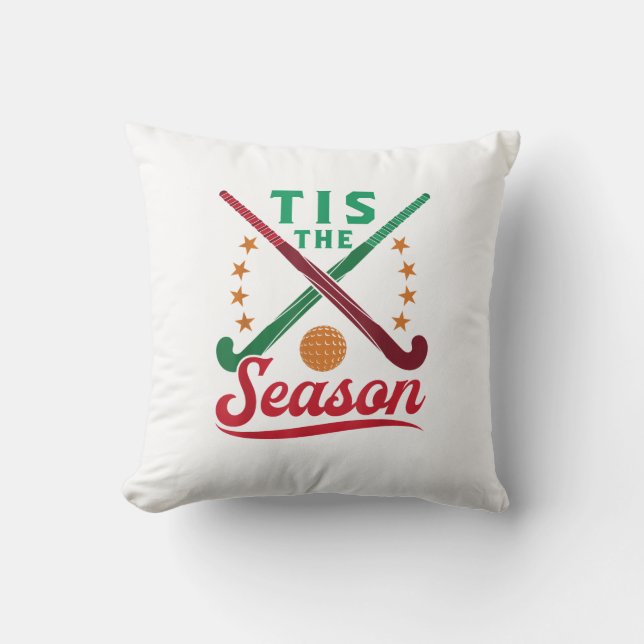 Field Hockey Christmas Tis The Season Player Holid Cushion (Front)