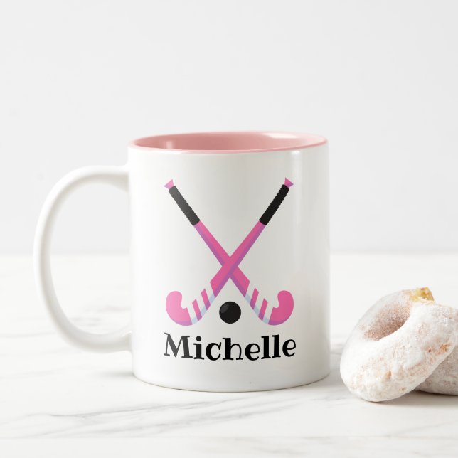 Field Hockey Coach or Player Two-Tone Coffee Mug (With Donut)