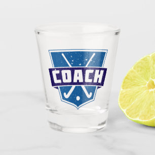 Field Hockey Coach Shield, Blue, Shot Glass