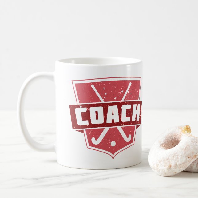 Field Hockey Coach Shield Coffee Mug (With Donut)