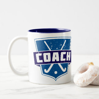 Field Hockey Coach Shield Two-Tone Coffee Mug