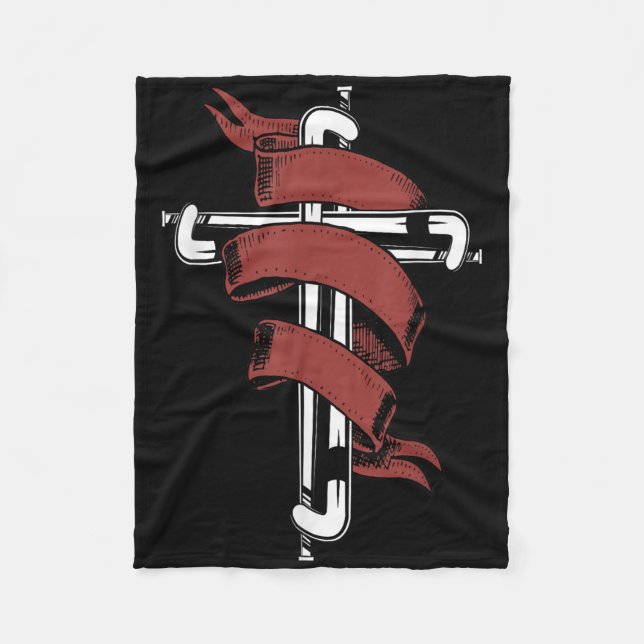 Field Hockey Cross Jesus Faith Christian  Fleece Blanket (Front)
