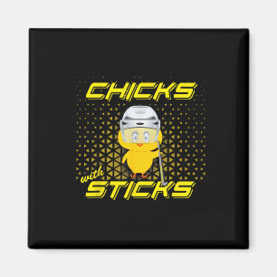 Field Hockey Cute Chicks With Sticks For Teen Play Magnet
