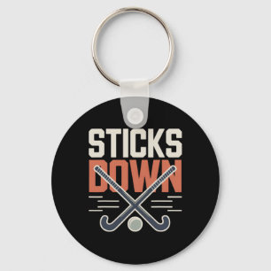 Field Hockey Defense Sticks Down Key Ring