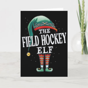 Field Hockey Elf Christmas Group Xmas Pajama Party Card