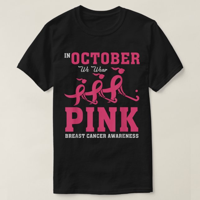 Field Hockey for Girls Breast Cancer Awareness Pin T-Shirt (Design Front)