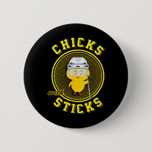 Field Hockey For Girls Chicks With Sticks Practice 6 Cm Round Badge