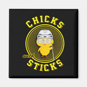 Field Hockey For Girls Chicks With Sticks Practice Magnet