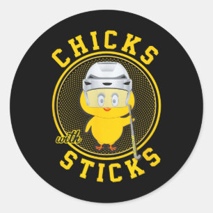 Field Hockey For Teen Girls Chicks With Sticks Classic Round Sticker