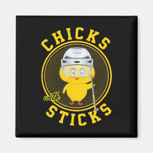 Field Hockey For Teen Girls Chicks With Sticks Magnet