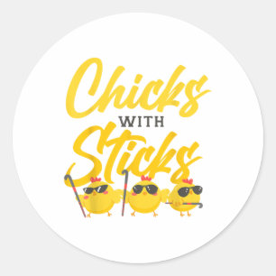 Field Hockey Friends Besties Buddy Chicken Chicks  Classic Round Sticker