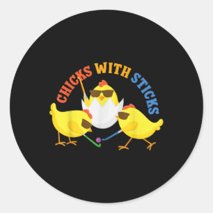Field Hockey Friends Besties Buddy Chicken Chicks Classic Round Sticker