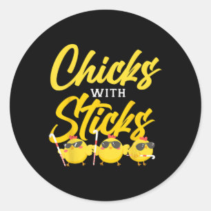 Field Hockey Friends Besties Buddy Chicken Chicks Classic Round Sticker