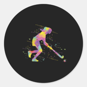 Field Hockey Girl _1 Classic Round Sticker