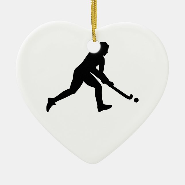 Field hockey girl ceramic tree decoration (Front)