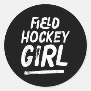 Field Hockey Girl Distressed Hockey Classic Round Sticker